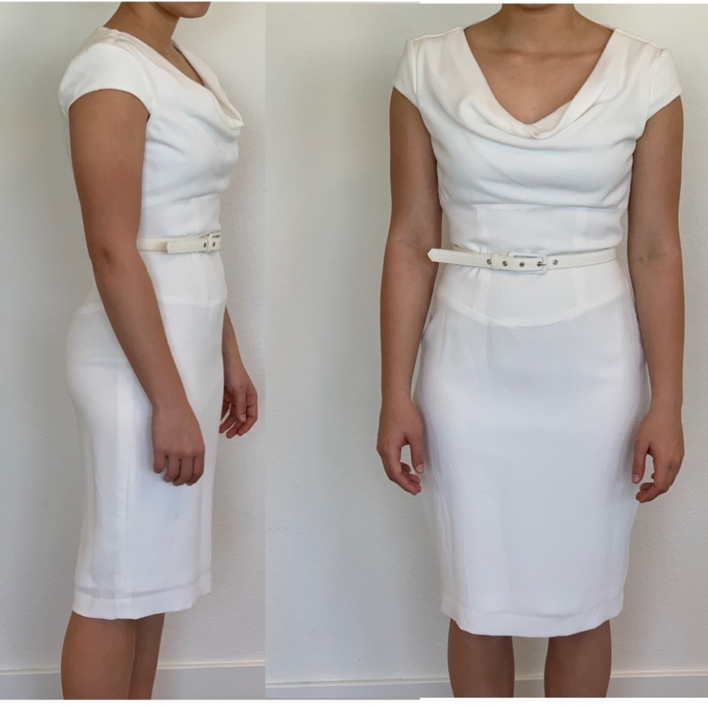 Caché cap sleeve knee length form fitting dress